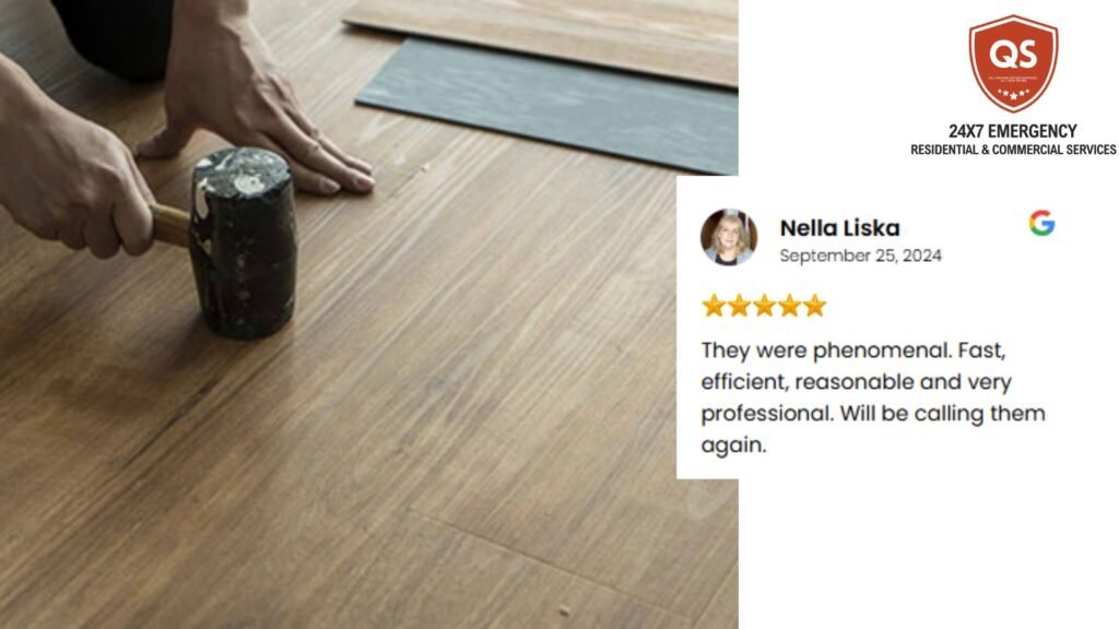 Happy New Jersey homeowner sharing testimonial after successful flooring repair