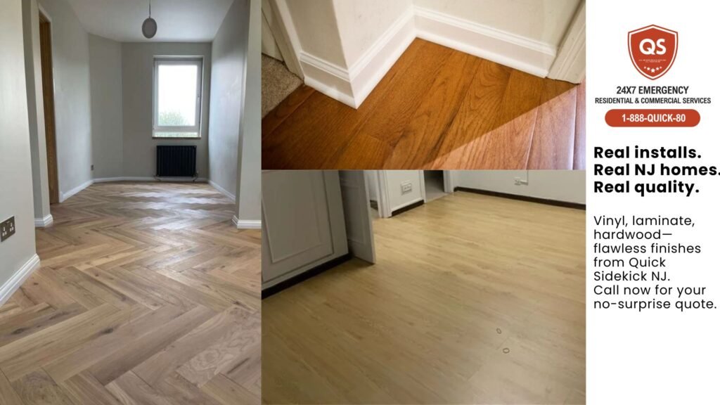 Finished hardwood flooring installation by Quick Sidekick handyman team in New Jersey
